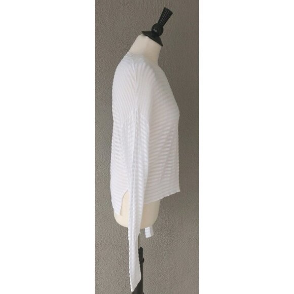 RtA Gilda Sweater Semi-Sheer Striped Print Long Sleeves in White Cloud Size M - Picture 3 of 7